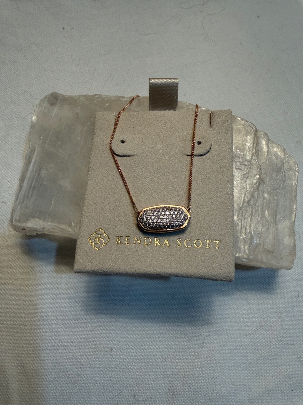 Kendra Scott 14k Rose Gold Elisa Pave Diamond Necklace